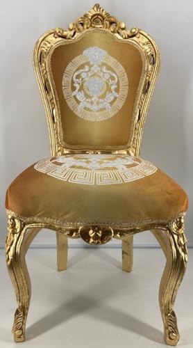 Casa Padrino Barock Esszimmer Stuhl Gold Muster/Gold - Handgefertigter Antik Stil Massivholz Stuhl - Barock Esszimmer Möbel von Casa Padrino
