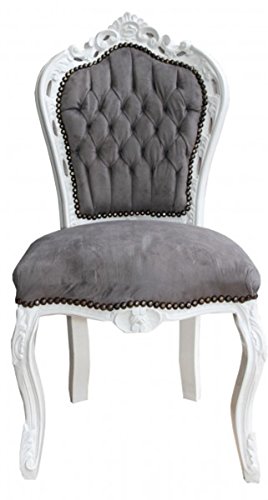 Casa Padrino Barock Esszimmer Stuhl Grau/Weiß - Antik Stil von Casa Padrino