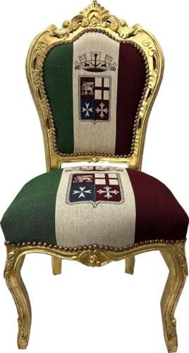 Casa Padrino Barock Esszimmer Stuhl Italien/Gold - Handgefertigter Antik Stil Stuhl mit Italienischer Flagge - Esszimmer Möbel im Barockstil - Barock Möbel von Casa Padrino