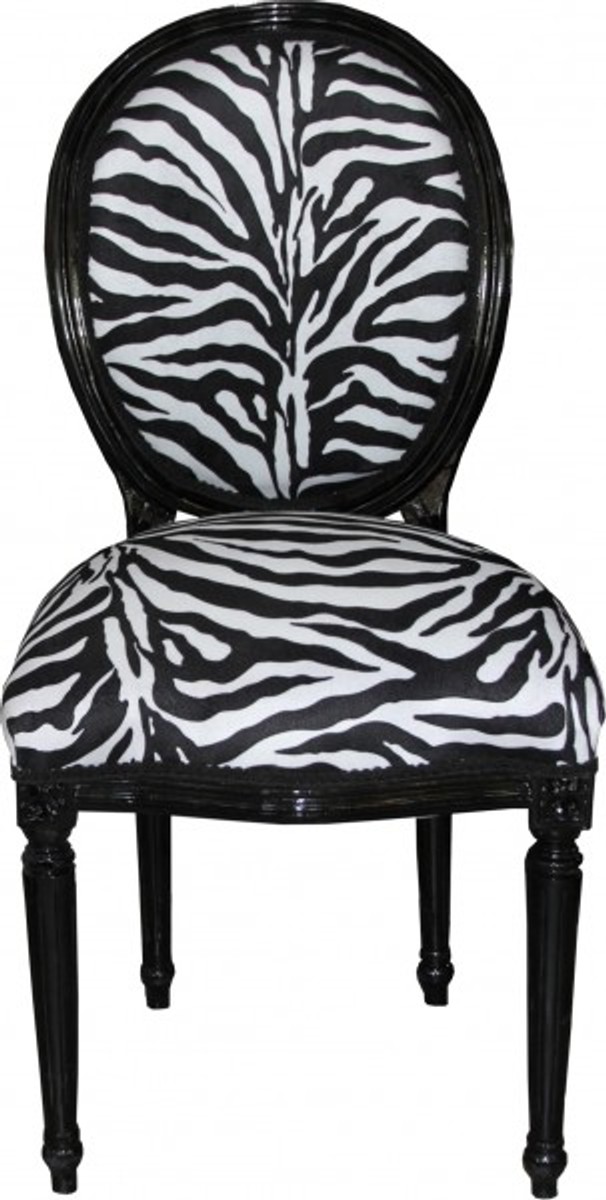 Casa Padrino Barock Esszimmer Stuhl Medallion Zebra Muster / Schwarz - Barock Möbel - Limited Edition Casa Padrino Barock Esszimmer Stuhl Medallion Zebra Muster / Schwarz - Barock Möbel - Limited Edition von Casa Padrino