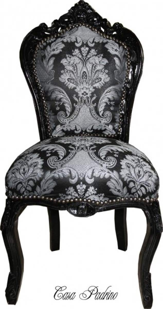 Casa Padrino Barock Esszimmer Stuhl Paisley Muster Schwarz / Schwarz - Antik Stil Möbel Casa Padrino Barock Esszimmer Stuhl Paisley Muster Schwarz / Schwarz - Antik Stil Möbel von Casa Padrino