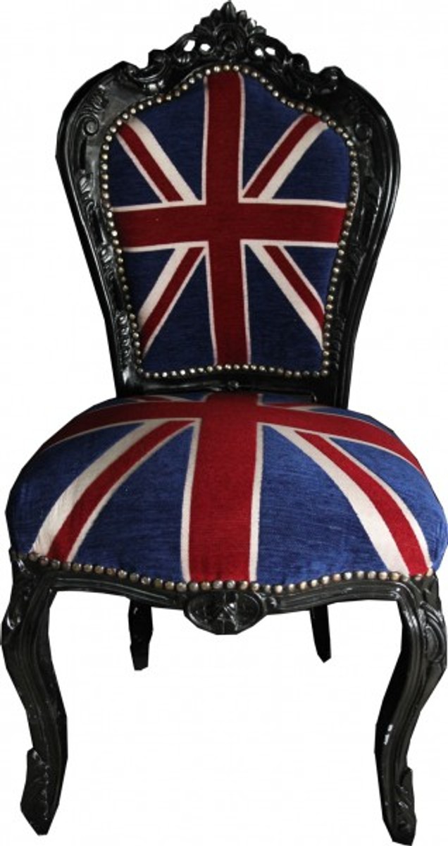 Casa Padrino Barock Esszimmer Stuhl Union Jack / Schwarz - MÃ¶bel Antik Stil von Casa Padrino