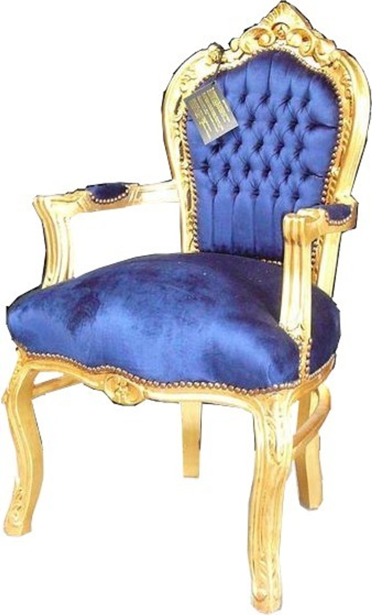 Casa Padrino Barock Esszimmerstuhl Royalblau / Gold mit Armlehnen - Stuhl - Barockstuhl - Möbel Casa Padrino Barock Esszimmerstuhl Royalblau / Gold mit Armlehnen - Stuhl - Barockstuhl - Möbel von Casa Padrino