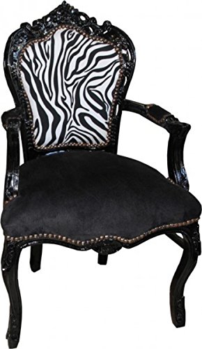 Casa Padrino Barock Esszimmerstuhl im Zebra Design mit Armlehnen 53 x 57 x H. 108 cm - Möbel im Antik Stil von Casa Padrino