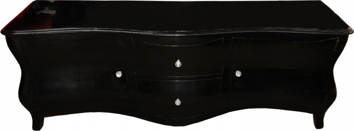 Casa Padrino Barock Fernsehkommode Schwarz Hochglanz 173 cm - Fernsehschrank - Sideboard - Unikat! von Casa Padrino