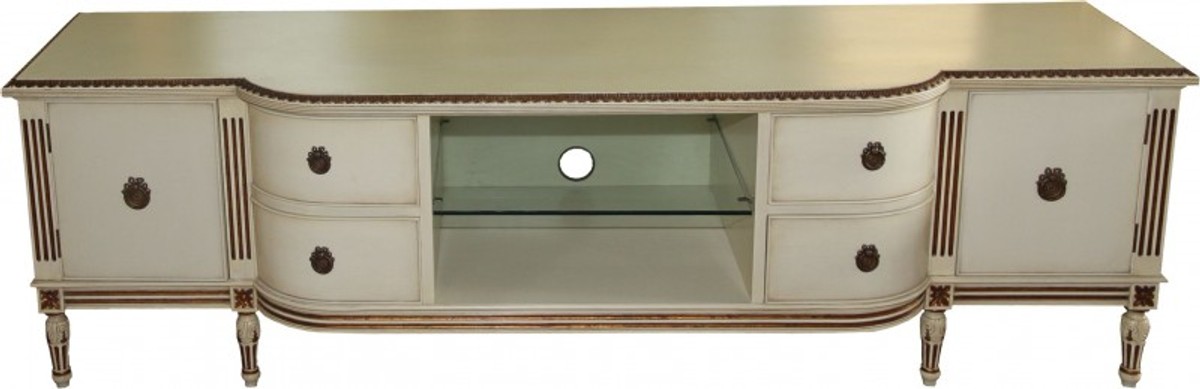 Casa Padrino Barock Fernsehkommode mit 4 Schubladen und 2 Türen Antik Creme/Gold 190 cm - Fernsehschrank - Sideboard - Unikat! Casa Padrino Barock Fernsehkommode mit 4 Schubladen und 2 Türen Antik Creme/Gold 190 cm - Fernsehschrank - Sideboard - Unikat! von Casa Padrino