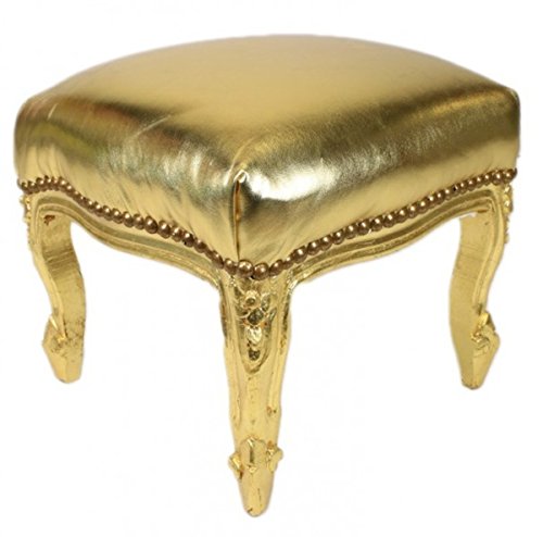 Casa Padrino Barock Fußhocker Gold Lederoptik/Gold - Antik Stil Möbel - Hocker von Casa Padrino