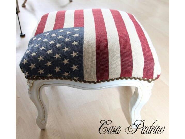 Casa Padrino Barock Fußhocker USA Design / Creme - Hocker USA Flagge von Casa Padrino