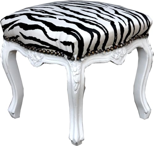 Casa Padrino Barock Fußhocker Zebra/Weiß - Antik Stil Möbel - Hocker von Casa Padrino