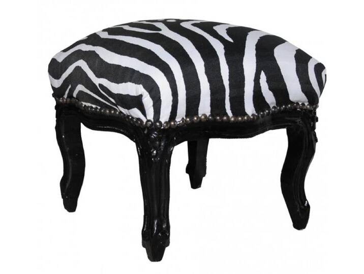 Casa Padrino Barock Fußhocker Zebra / Black - Antik Stil Möbel - Hocker von Casa Padrino