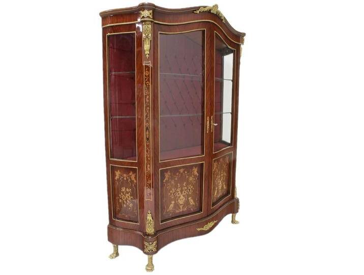 Casa Padrino Barock Glas Vitrine Vitrinenschrank 130 x H 180 cm- Barock Möbel - Vitrinenschrank - Wohnzimmerschrank Schrank Mahagoni von Casa Padrino