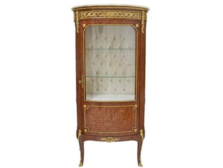 Casa Padrino Barock Glas Vitrine Vitrinenschrank 85 x H 180 cm - Barock Möbel - Vitrinenschrank - Wohnzimmerschrank Schrank Mahagoni von Casa Padrino