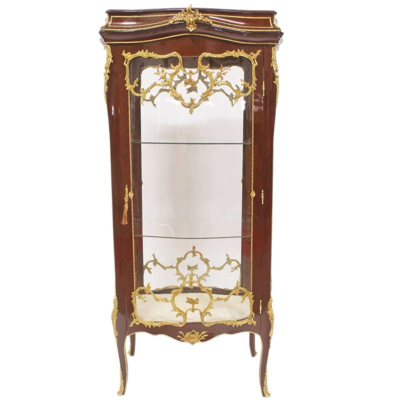Casa Padrino Barock Glas Vitrine Vitrinenschrank - Barock MÃ¶bel - Vitrinenschrank 74 x 63 x H 174 cm - Wohnzimmerschrank Schrank Mahagoni / Gold von Casa Padrino