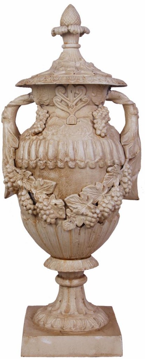 Casa Padrino Barock Gusseisen Urne / Vase mit Deckel Antik WeiÃ 38 x 32 x H. 91,4 cm - Gartendeko im Barockstil von Casa Padrino