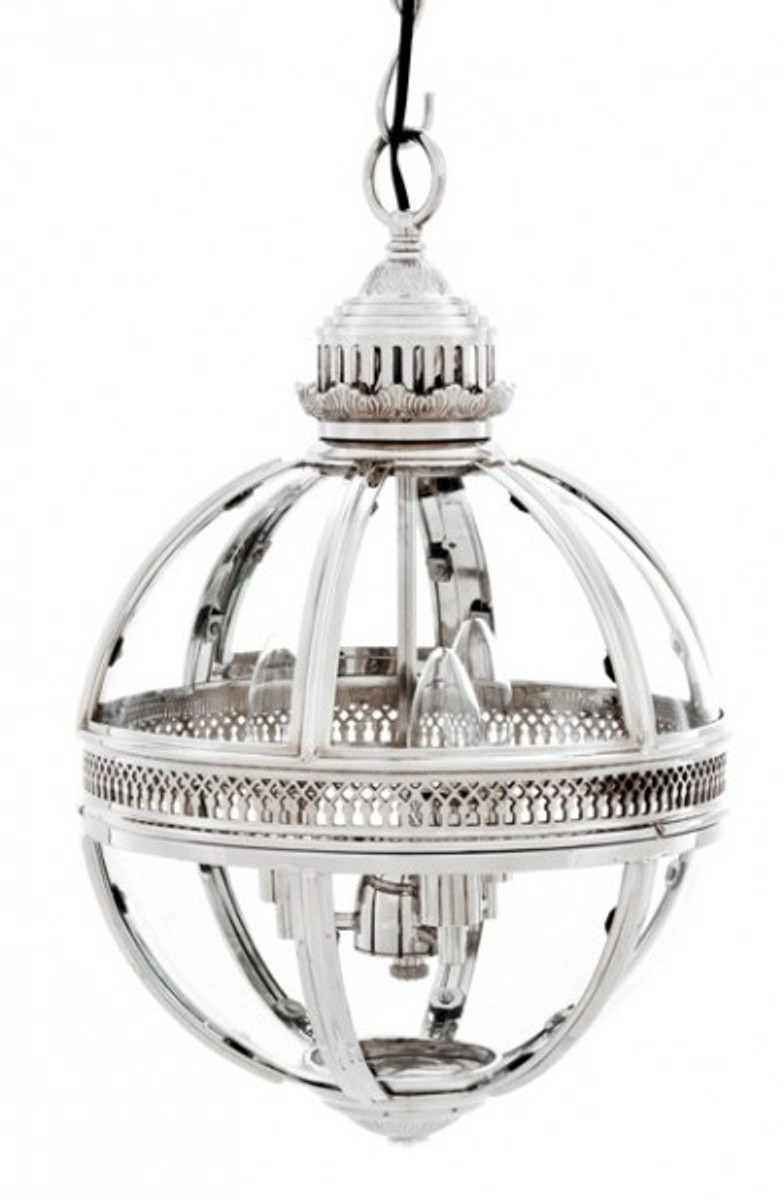 Casa Padrino Barock HÃ¤ngeleuchte vernickelt Kugel Silber Durchmesser 30 cm, HÃ¶he 50 cm - Barock Schloss Lampe Leuchte Laterne von Casa Padrino