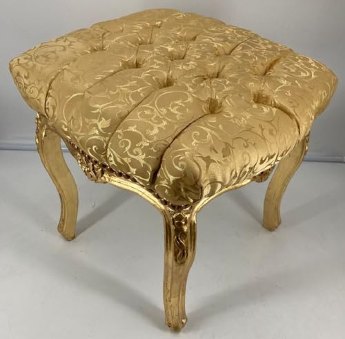 Casa Padrino Barock Hocker Gold Muster/Gold - Handgefertigter Antik Stil Fußhocker im Barockstil - Barockstil Wohnzimmer Möbel von Casa Padrino