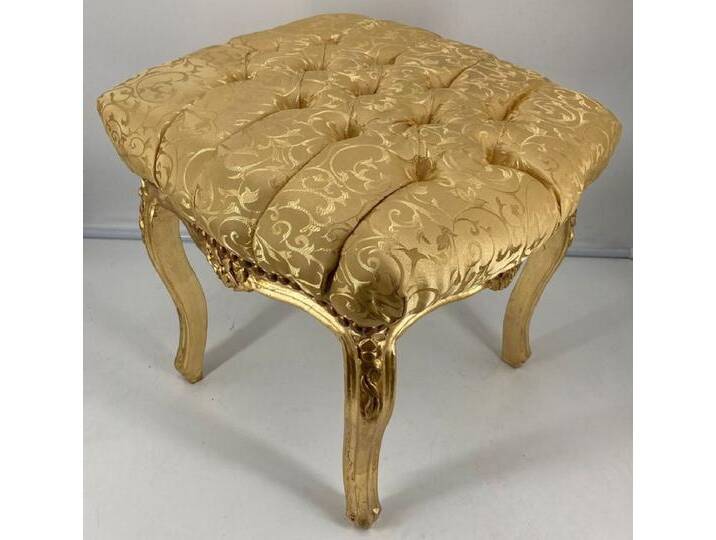 Casa Padrino Barock Hocker Gold Muster / Gold - Handgefertigter Antik Stil Fußhocker im Barockstil - Barockstil Wohnzimmer Möbel von Casa Padrino