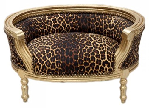 Casa Padrino Barock Hunde & Katzen Sofa Leopard/Gold Hundebett & Katzenbett von Casa Padrino