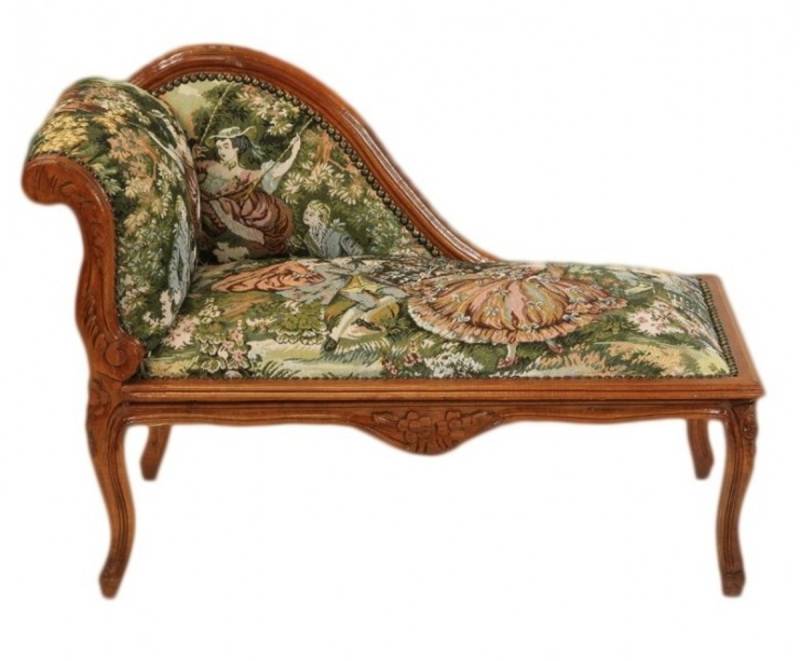Casa Padrino Barock Kinder Chaiselongue Gobelin Muster / Mahagoni - Tron Barock MÃ¶bel von Casa Padrino