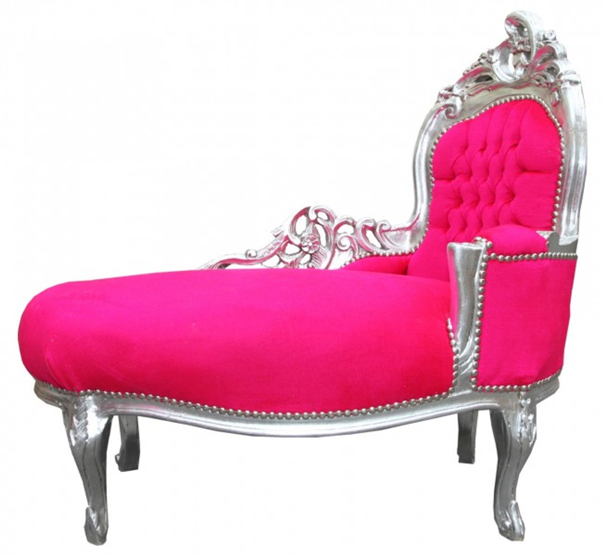Casa Padrino Barock Kinder Chaiselongue Pink/Silber - Barock Möbel Casa Padrino Barock Kinder Chaiselongue Pink/Silber - Barock Möbel von Casa Padrino