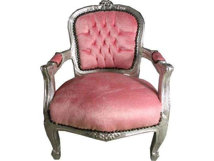 Casa Padrino Barock Kinder Stuhl Baby Rosa/Silber - Kindermöbel von Casa Padrino