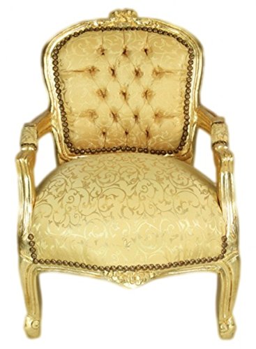Casa Padrino Barock Kinder Stuhl Gold Muster/Gold - Armlehnstuhl - Antik Stil Möbel von Casa Padrino