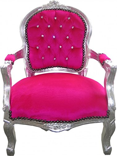 Casa Padrino Barock Kinder Stuhl Pink/Silber mit Bling Bling Glitzersteinen - Kindermöbel von Casa Padrino