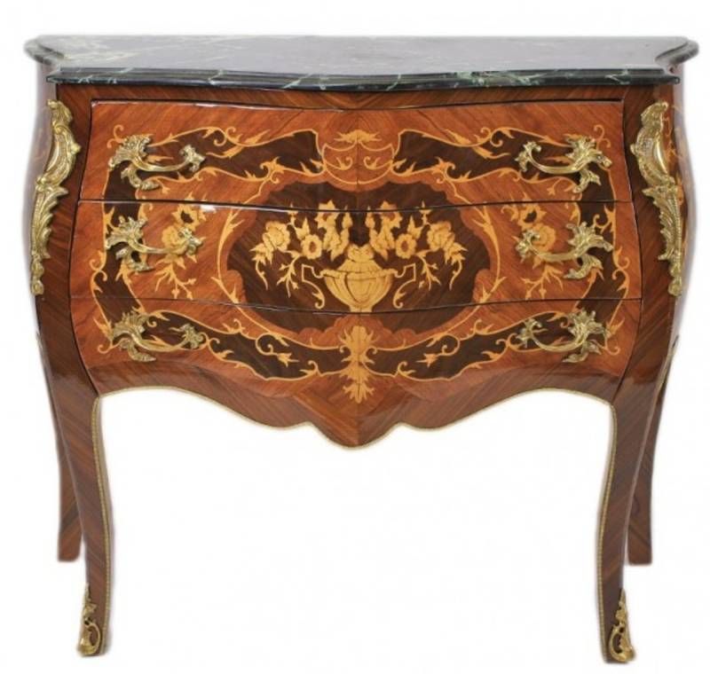 Casa Padrino Barock Kommode Braun mit grüner Marmorplatte 3 Schubladen - Empire Kommode Casa Padrino Barock Kommode Braun mit grüner Marmorplatte 3 Schubladen - Empire Kommode von Casa Padrino