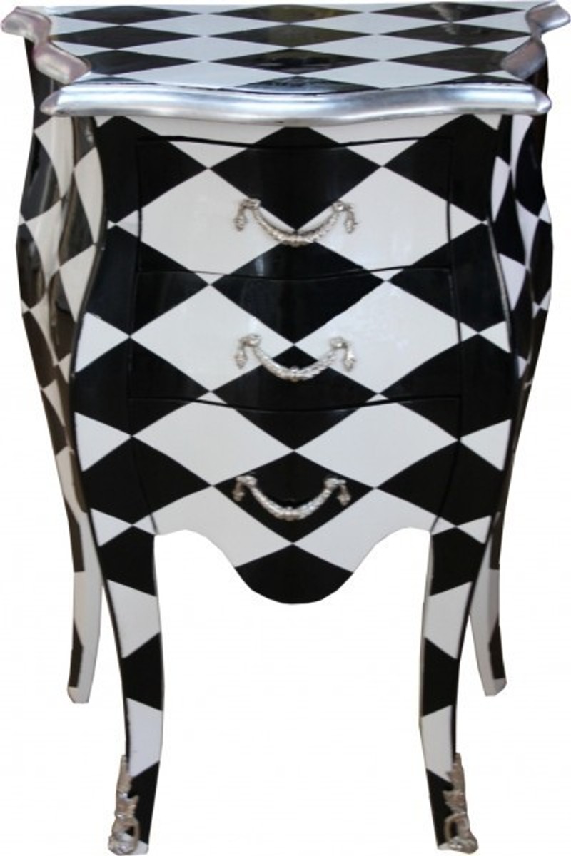 Casa Padrino Barock Kommode Karo H 73 cm  B 52 cm - Nachttisch Schrank Nachtschrank von Casa Padrino