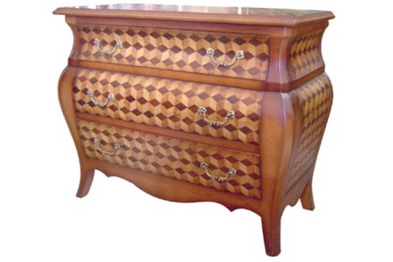 Casa Padrino Barock Kommode Mahagoni Braun Rautenmuster mit messingfarbenen Metallgriffen 122 cm - Hotel Collection von Casa Padrino
