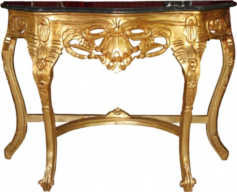 Casa Padrino Barock Konsolentisch Gold / Schwarz mit Marmorplatte Mod2 - Konsole Casa Padrino Barock Konsolentisch Gold / Schwarz mit Marmorplatte Mod2 - Konsole von Casa Padrino