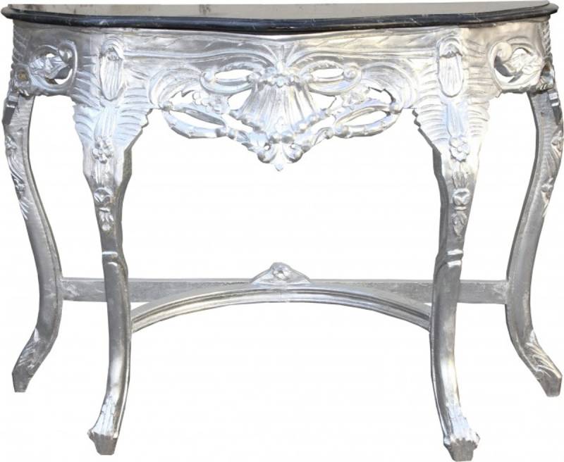 Casa Padrino Barock Konsolentisch Silber / Schwarz mit Marmorplatte Mod2 - Konsole Casa Padrino Barock Konsolentisch Silber / Schwarz mit Marmorplatte Mod2 - Konsole von Casa Padrino