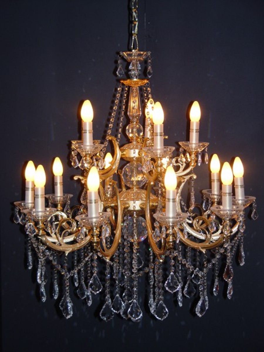 Casa Padrino Barock Kristall Kronleuchter 15-Flammig Gold ModK5 - Hängeleuchte Lüster Hängelampe Deckenlampe Casa Padrino Barock Kristall Kronleuchter 15-Flammig Gold ModK5 - Hängeleuchte Lüster Hängelampe Deckenlampe von Casa Padrino