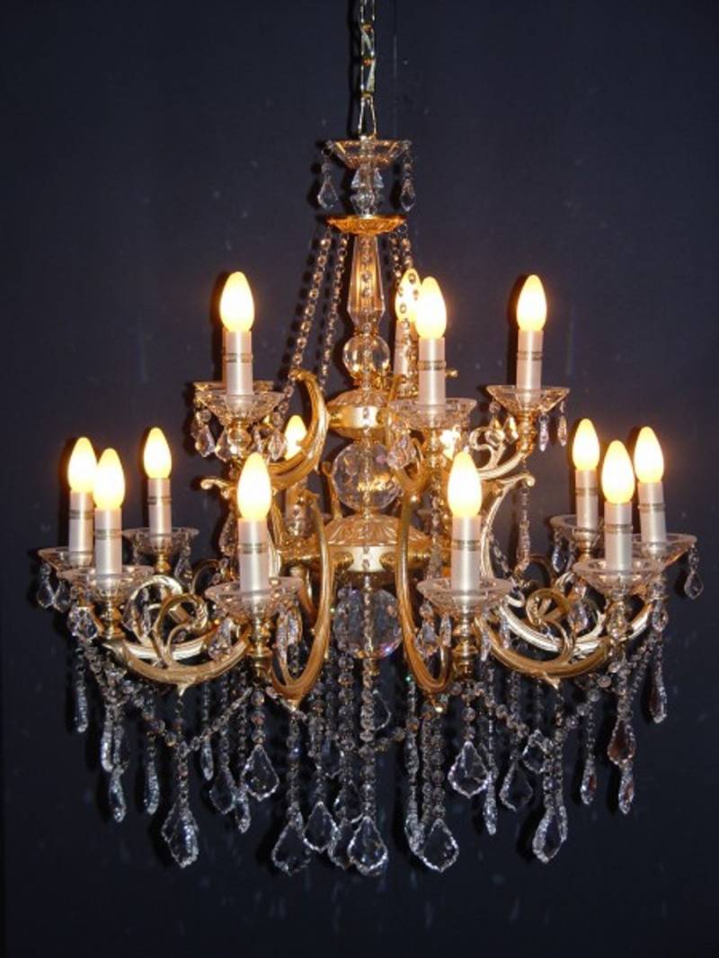 Casa Padrino Barock Kristall Kronleuchter 15-Flammig Gold ModK5 - HÃ¤ngeleuchte LÃ¼ster HÃ¤ngelampe Deckenlampe von Casa Padrino