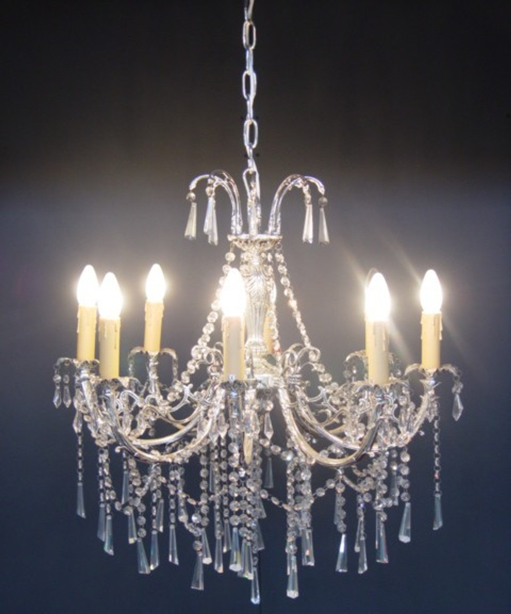 Casa Padrino Barock Kristall Kronleuchter 8-Flammig Silber - HÃ¤ngeleuchte LÃ¼ster HÃ¤ngelampe Deckenlampe von Casa Padrino