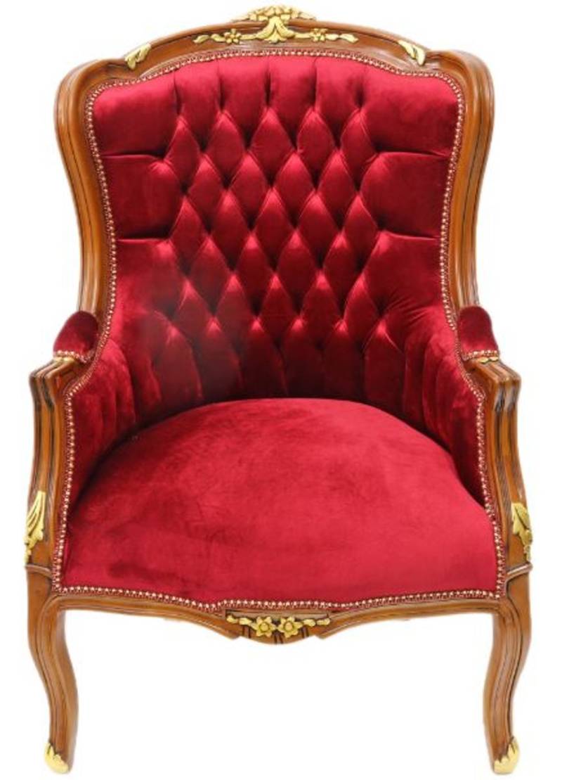 Casa Padrino Barock Lounge Sessel Mahagoni Braun / Bordeaux 70 cm x 60 cm x H. 105cm - Massivholz Casa Padrino Barock Lounge Sessel Mahagoni Braun / Bordeaux 70 cm x 60 cm x H. 105cm - Massivholz von Casa Padrino