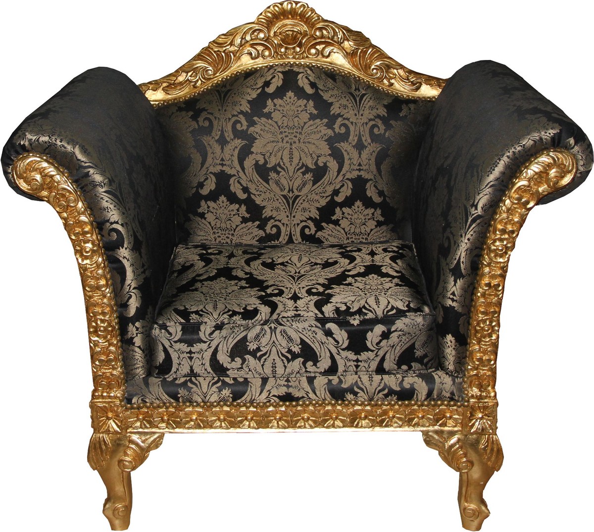 Casa Padrino Barock Lounge Sessel Schwarz Muster / Gold MÃ¶bel Antik Stil - Wohnzimmer Club MÃ¶bel Sessel - Limited Edition von Casa Padrino