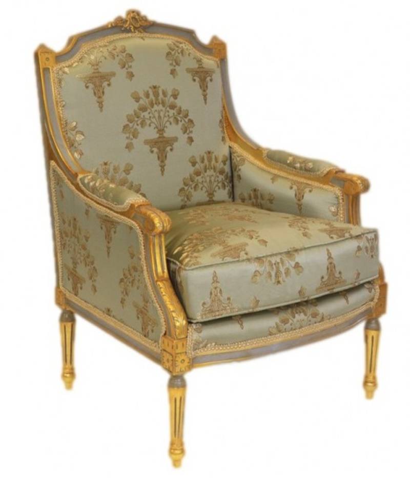 Casa Padrino Barock Lounge Thron Sessel Empire Jadegrün Muster / Gold - Ohren Sessel - Ohrensessel Tron Stuhl Casa Padrino Barock Lounge Thron Sessel Empire Jadegrün Muster / Gold - Ohren Sessel - Ohrensessel Tron Stuhl von Casa Padrino