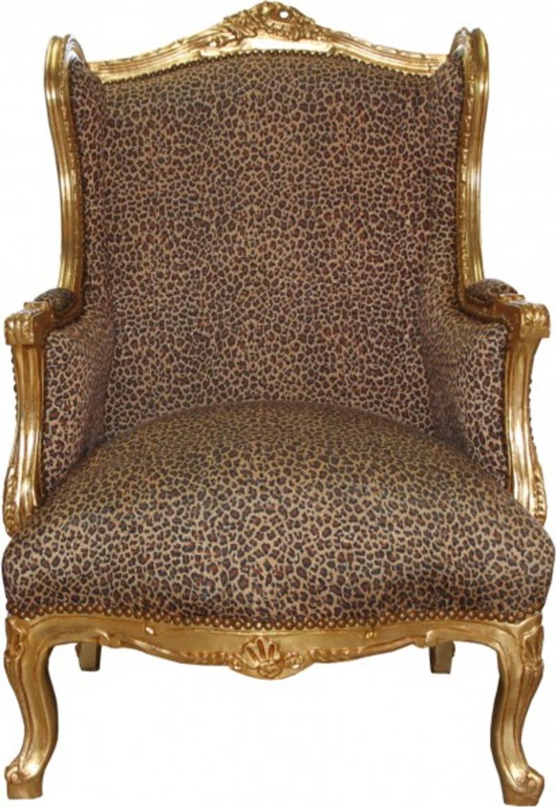 Casa Padrino Barock Lounge Thron Sessel Leopard / Gold Mod2 - Ohren Sessel - Ohrensessel Tron Stuhl Casa Padrino Barock Lounge Thron Sessel Leopard / Gold Mod2 - Ohren Sessel - Ohrensessel Tron Stuhl von Casa Padrino