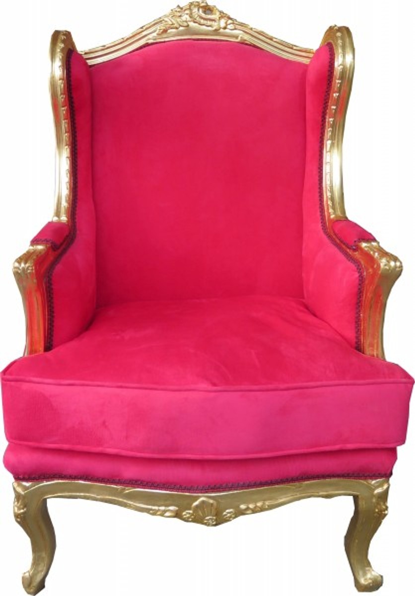 Casa Padrino Barock Lounge Thron Sessel Rot / Gold - Ohren Sessel - Ohrensessel Tron Stuhl von Casa Padrino