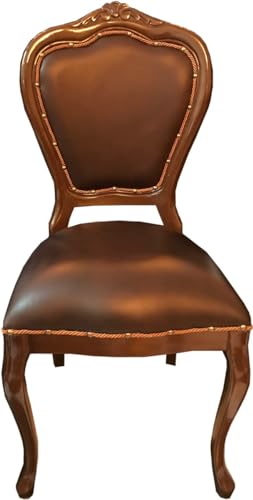 Casa Padrino Barock Luxus Echtleder Esszimmer Stuhl Braun/Braun - Handgefertigte Möbel mit echtem Leder von Casa Padrino