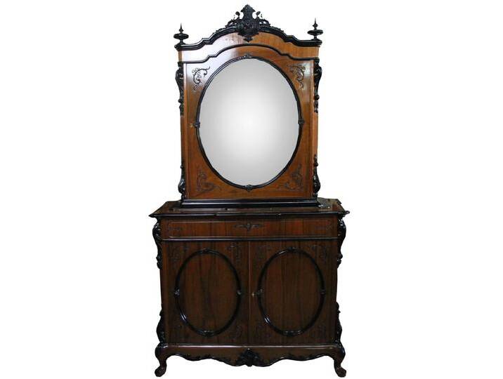 Casa Padrino Barock Luxus Vitrinenschrank aus Walnuss mit Innenbeleuchtung Braun H 210 cm, B 110 cm - Vitrinenschrank - Wohnzimmerschrank - Limited Edition - Unikat von Casa Padrino