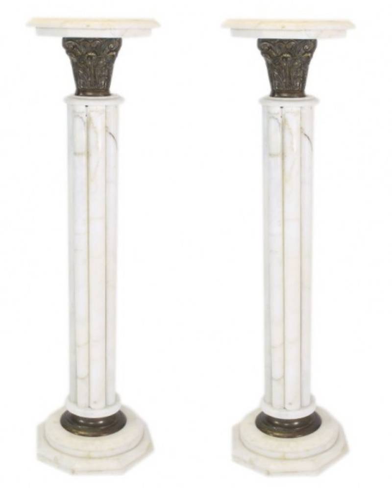 Casa Padrino Barock Marmor SÃ¤ulen Set Weiss HÃ¶he - Marmor SÃ¤ule (2 Stk) von Casa Padrino