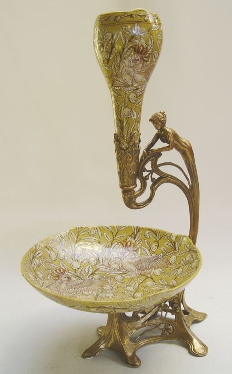 Casa Padrino Barock Porzellan Schale mit Blumenvase - Luxus Restaurant Kollektion von Casa Padrino