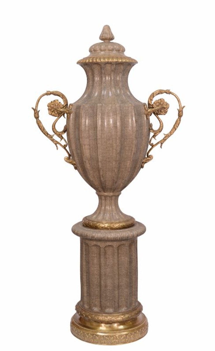 Casa Padrino Barock Porzellan Vase auf Sockel - Barock Dekoration von Casa Padrino