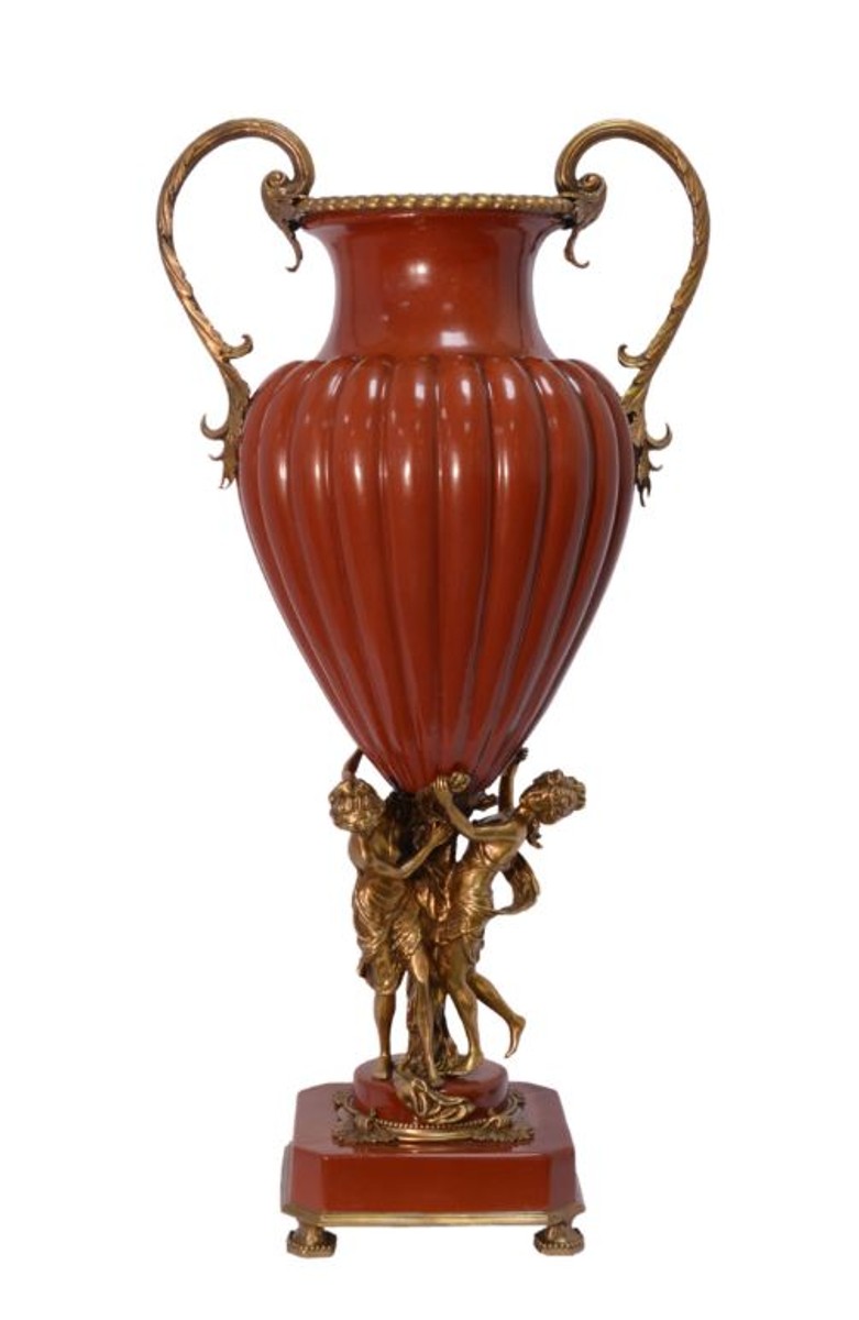Casa Padrino Barock Porzellan Vase mit 2 Griffen - Luxus Kollektion von Casa Padrino