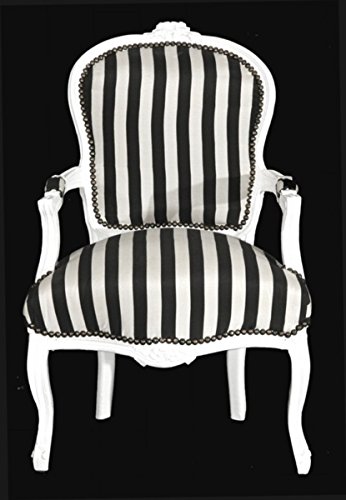 Casa Padrino - Barock Salon Stuhl Schwarz/Weiß Streifen/Weiß - Möbel gestreift von Casa Padrino