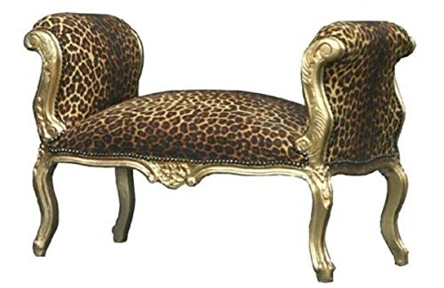 Casa Padrino Barock Schemel Hocker Leopard/Gold - Sitzbank von Casa Padrino