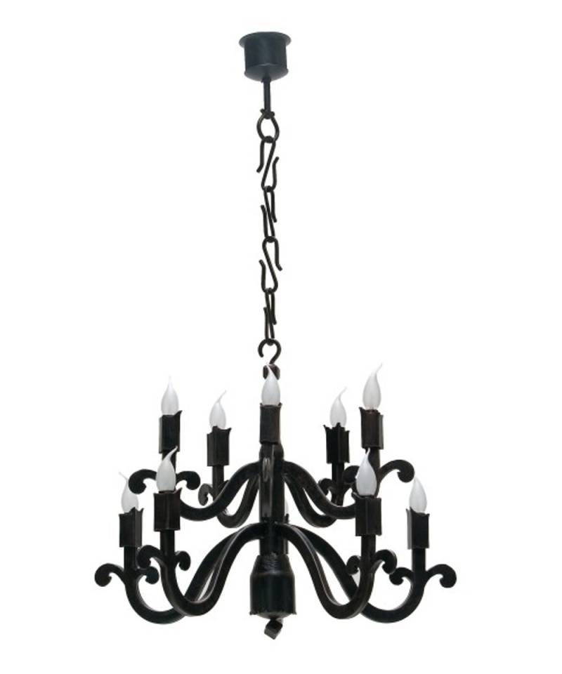 Casa Padrino Barock Schmiedeeisen Kronleuchter 10-Flammig HÃ¤ngeleuchte LÃ¼ster HÃ¤ngelampe Deckenlampe - Burg Schloss Leuchter von Casa Padrino