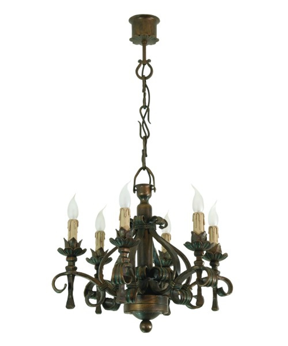 Casa Padrino Barock Schmiedeeisen Kronleuchter 6-Flammig Hängeleuchte Lüster Hängelampe Deckenlampe Castle - Burg Schloss Leuchter Casa Padrino Barock Schmiedeeisen Kronleuchter 6-Flammig Hängeleuchte Lüster Hängelampe Deckenlampe Castle - Burg Schloss Leuchter von Casa Padrino